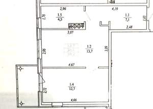 1-к квартира, вторичка, 38м2, 4/9 этаж